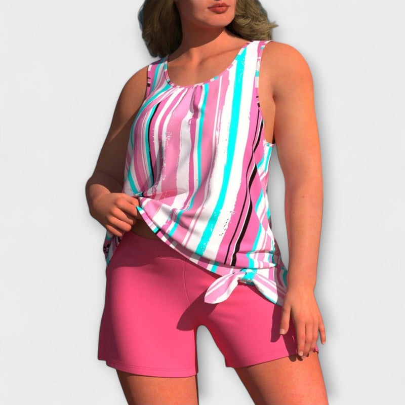 Angela - Trendy Tropisch Print Tankini