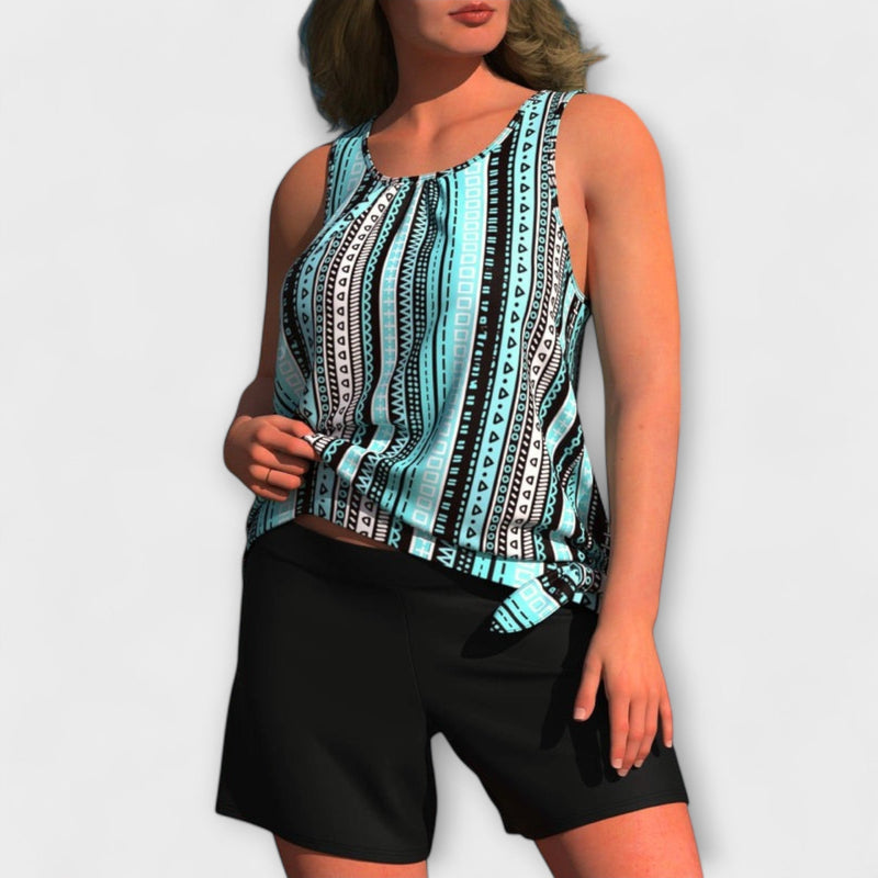 Angela - Trendy Tropisch Print Tankini