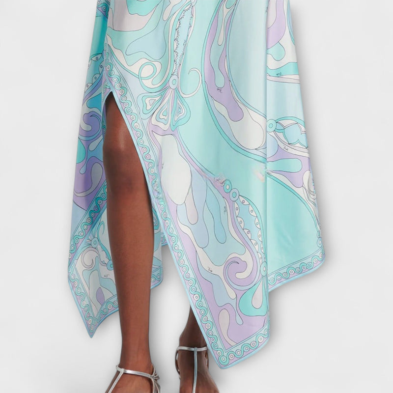 Everly - Haltertop en Asymmetrische Midi Rok Set