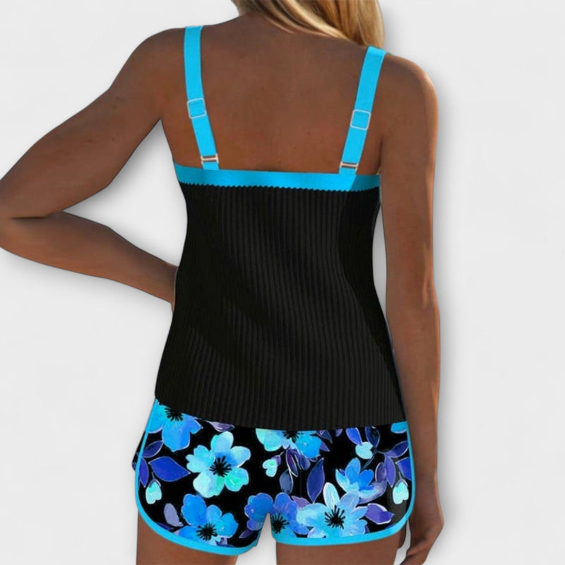 Birgitt – Black Floral Print Tankini