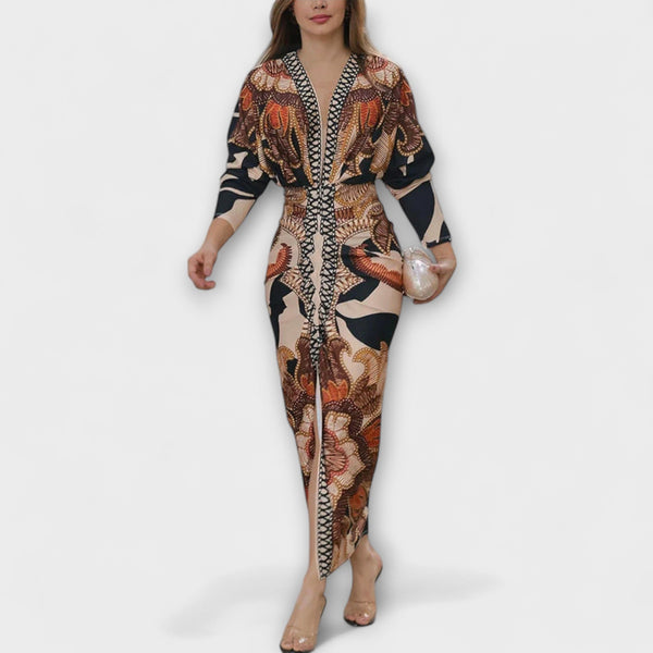 Cleo - Unieke Dolman Midi Jurk met Braziliaanse Print