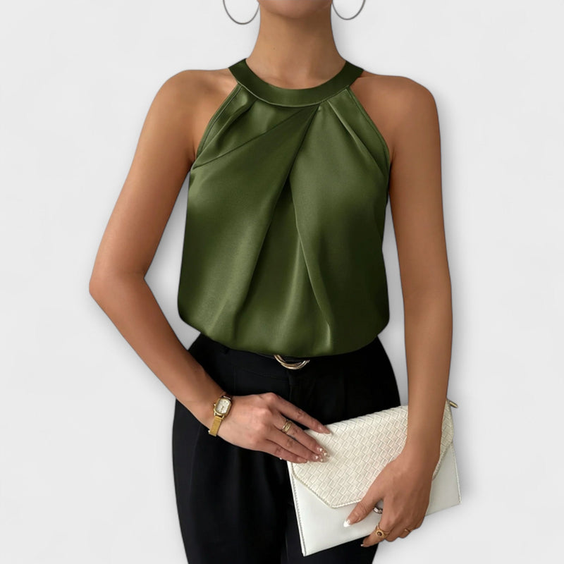 Skye - Chic Satijnen Blouse met Off-Shoulder Design