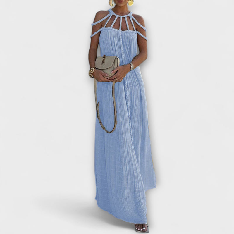 Briar - Chic Maxi-jurk Gemaakt van Linnenmix met Gedrapeerde Bandjes