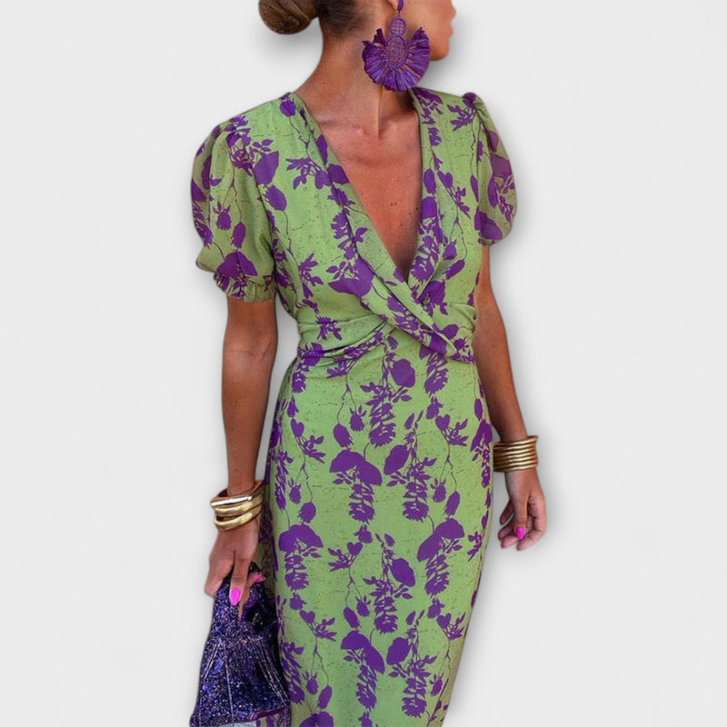 Della - Vrouwen Bohemian Bloemenprint Plissé Jurk