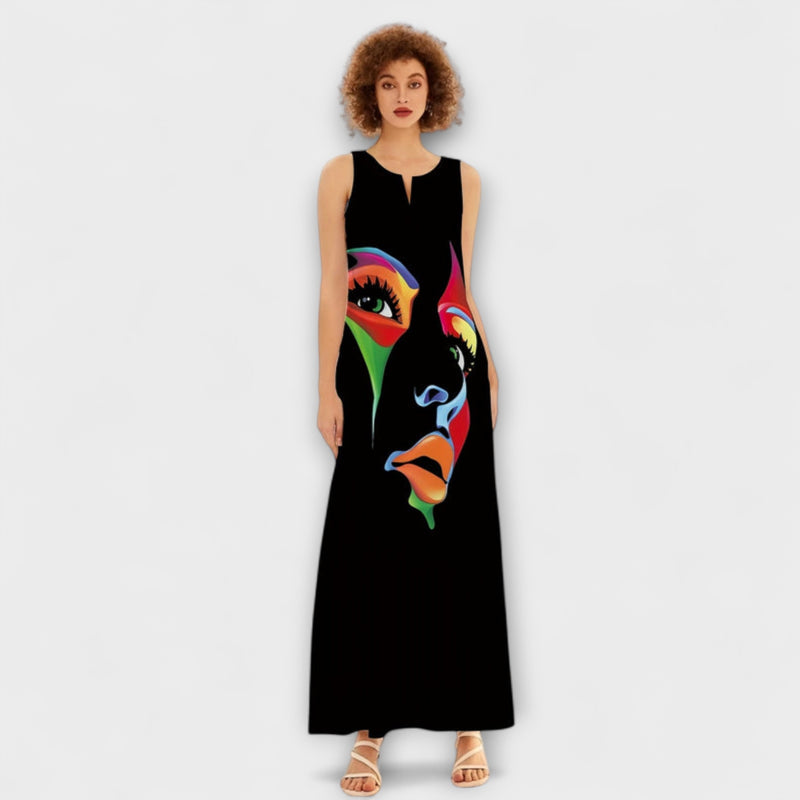 Honor - Stijlvolle Maxi Jurk met Chique Maskerprint