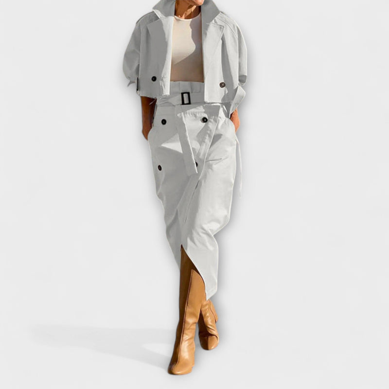 Lyra - Elegante Midi Rok Jas met Zakken