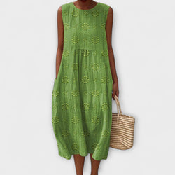 Evelyn - Luchtige Mouwloze Midi Jurk