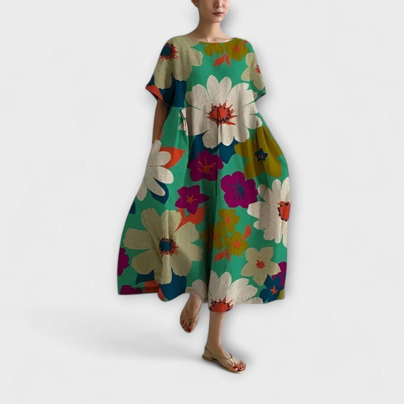 Daisy - Vintage-geïnspireerde Losse Maxi-jurk met Grote Swing Ontwerp