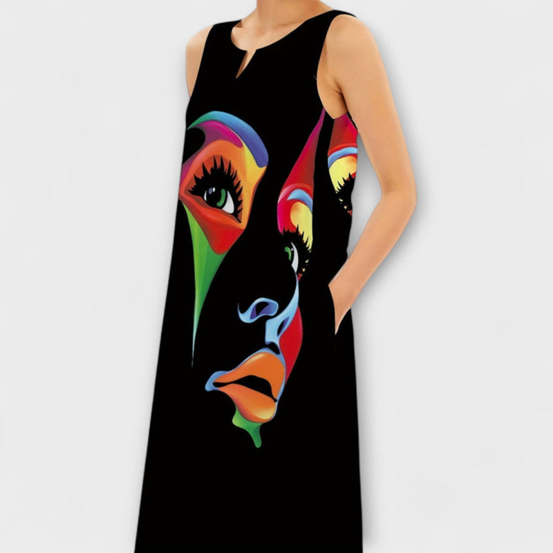 Honor - Stijlvolle Maxi Jurk met Chique Maskerprint
