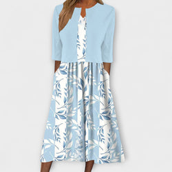Greer - Bloemen Midi Jurk Set met Bijpassende Jas