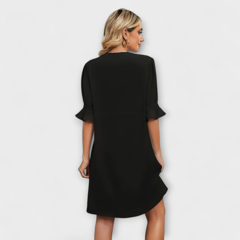 Amy - Relaxed Fit Plissé Knie-Lange Jurk