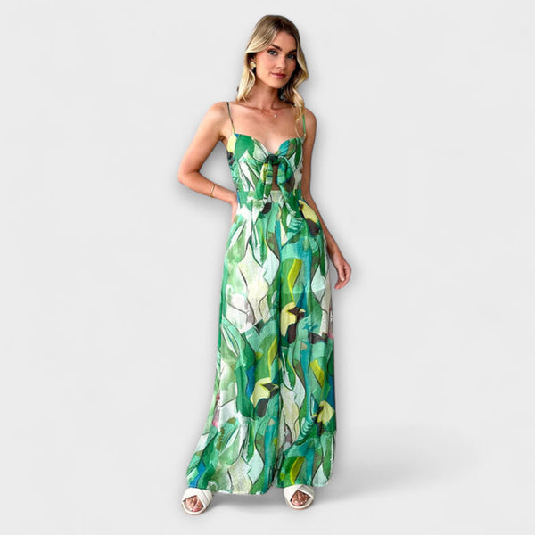 Annalise - Elegante Geprinte Lange Jurk met Draagbanden