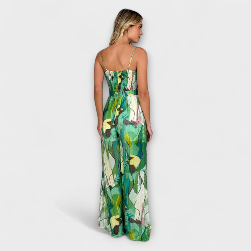 Annalise - Elegante Geprinte Lange Jurk met Draagbanden