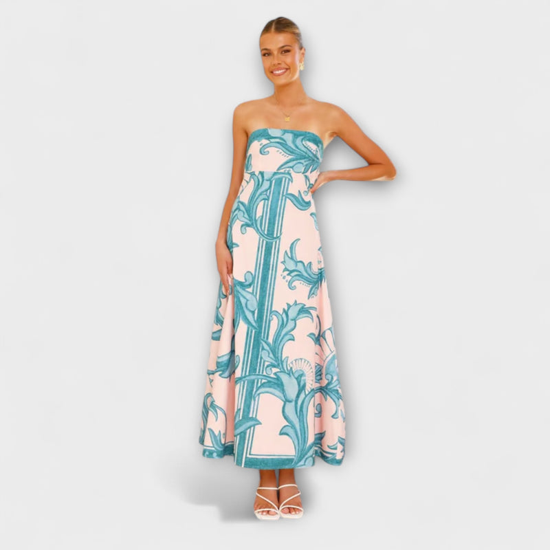 Iris - Retro Bloemen Lange Tube Jurk