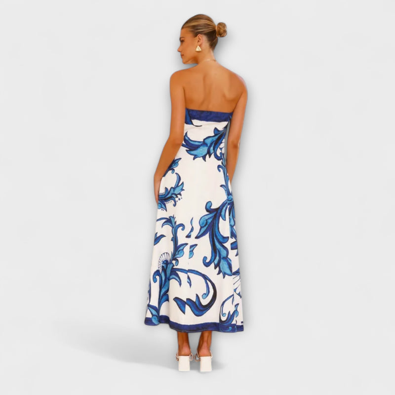 Iris - Retro Bloemen Lange Tube Jurk