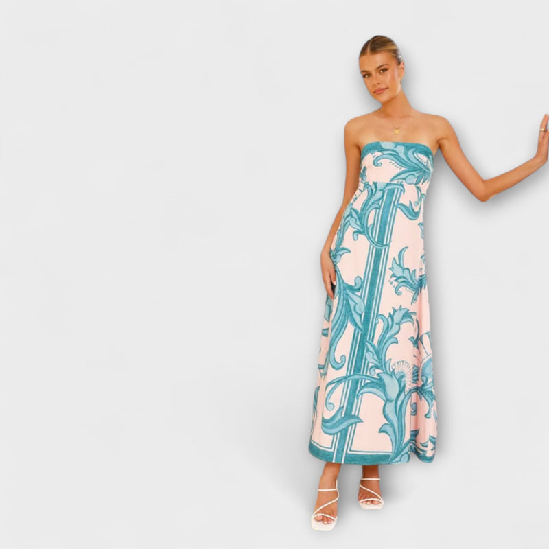 Iris - Retro Bloemen Lange Tube Jurk