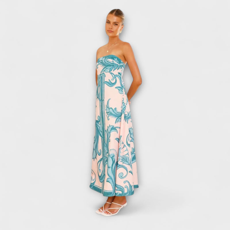 Iris - Retro Bloemen Lange Tube Jurk