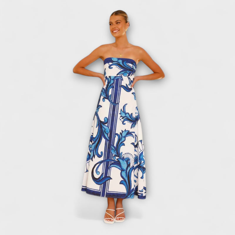 Iris - Retro Bloemen Lange Tube Jurk
