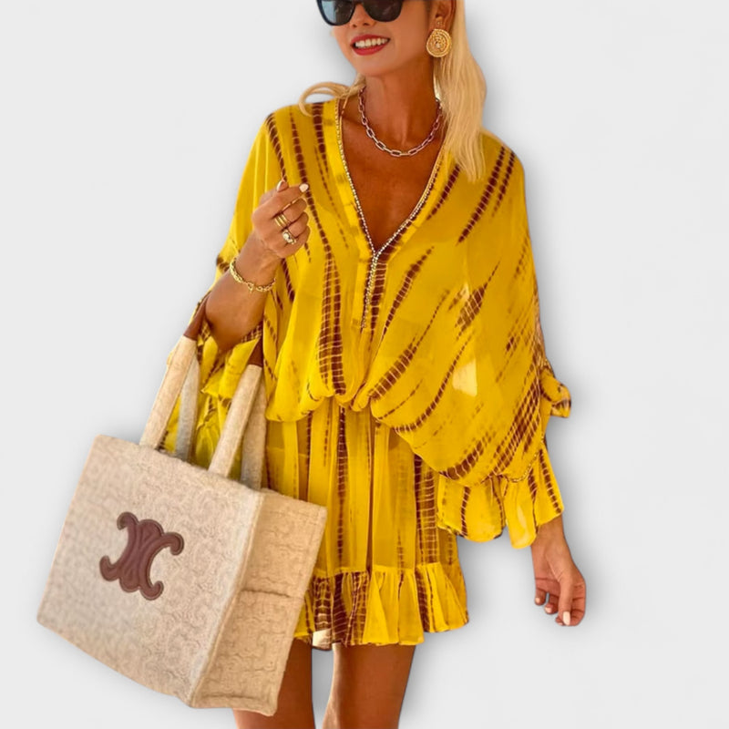 Adalyn - Stijlvolle V-Hals Hoge Taille Mini Jurk