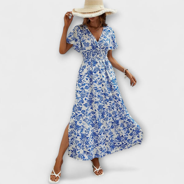 Bea - Bohemian V-Hals Blauw Kustjurk