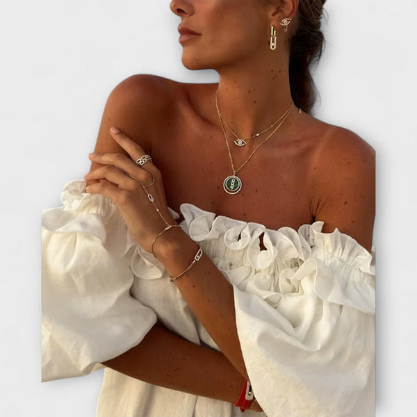 Sofia - Off-Shoulder Linnen Droomjurk