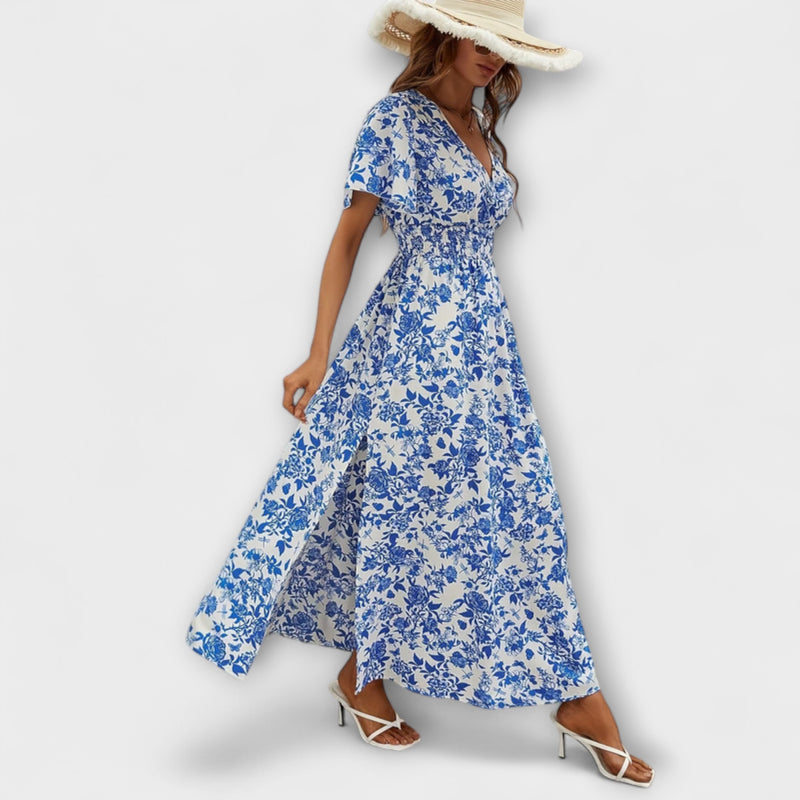 Bea - Bohemian V-Hals Blauw Kustjurk