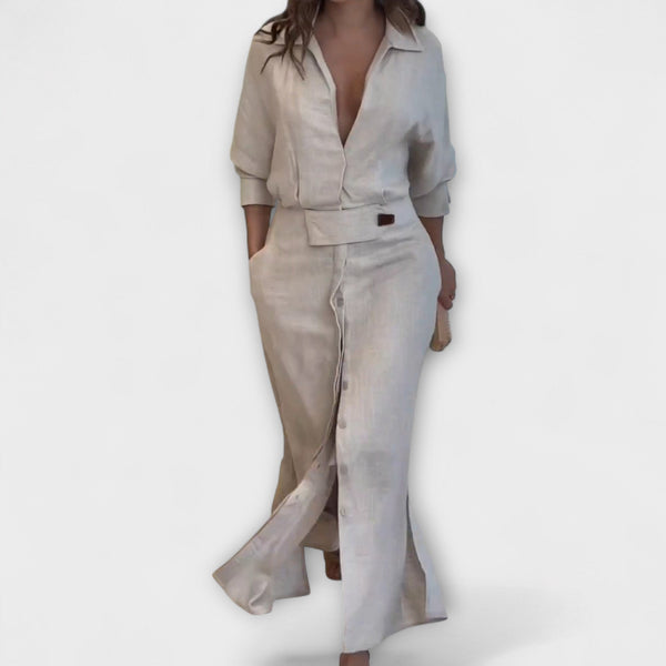 Jeanette - Maxi Jurk met V-Hals