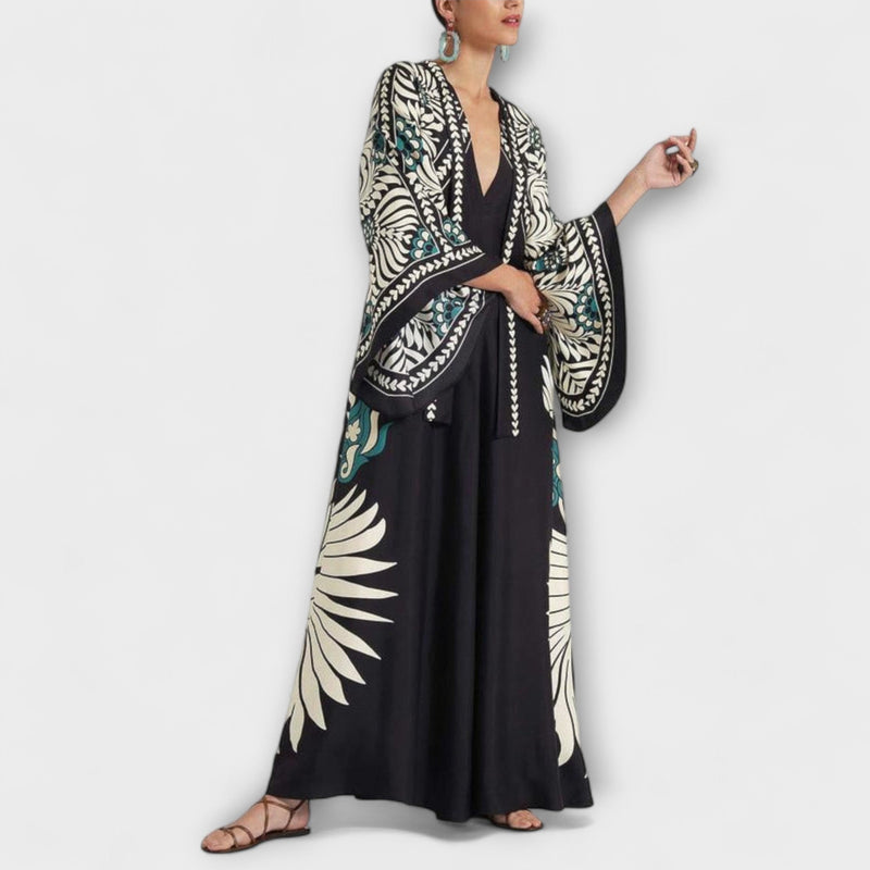 Giselle - Stijlvolle Bloemenprint Vloeiende Maxi-jurk