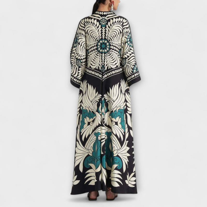 Giselle - Stijlvolle Bloemenprint Vloeiende Maxi-jurk