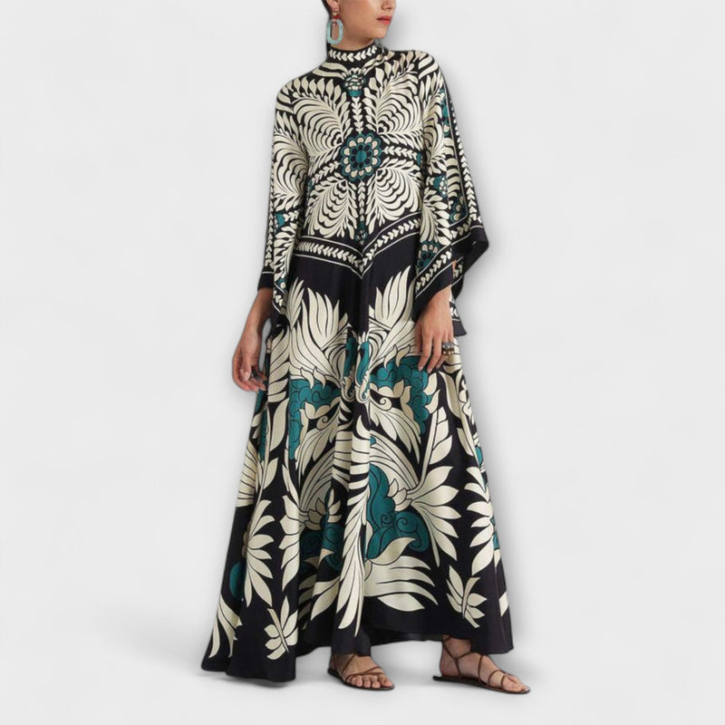 Giselle - Stijlvolle Bloemenprint Vloeiende Maxi-jurk