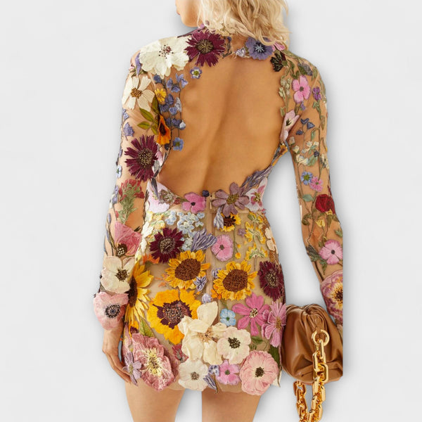 Dolores - Jurk met 3D Bloemenpatroon