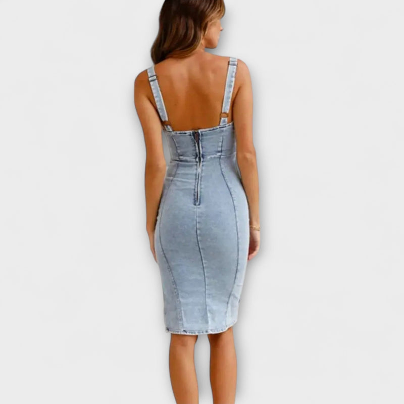 Anna - Denim Jurk met Verstelbare Bandjes