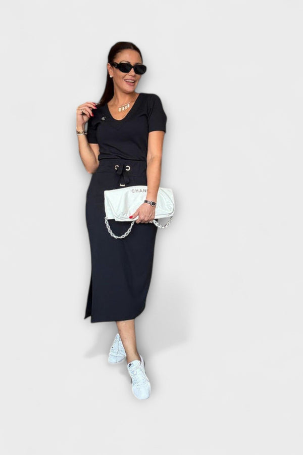 Danielle - Elegante V-hals Top met Rok