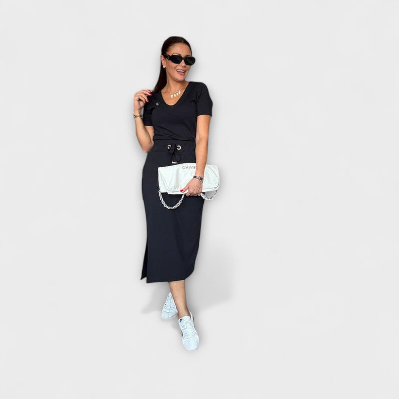 Danielle - Elegante V-hals Top met Rok