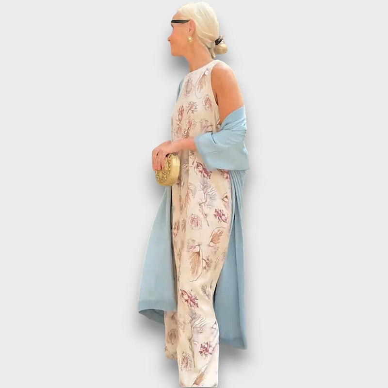 Elveria – Maxi Jurk met Bijpassende Cardigan