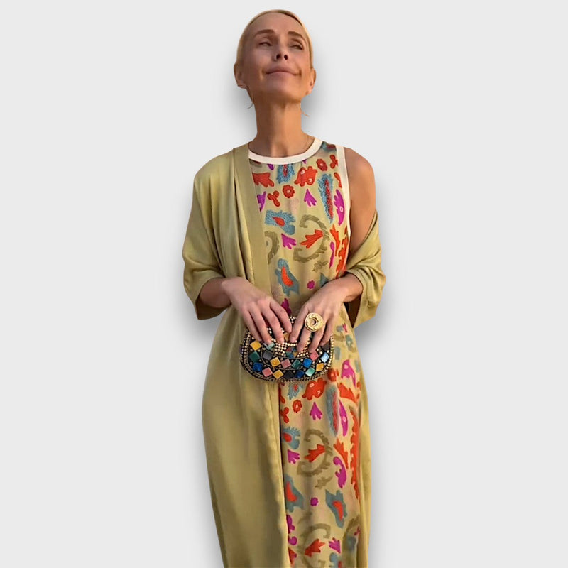Elveria – Maxi Jurk met Bijpassende Cardigan