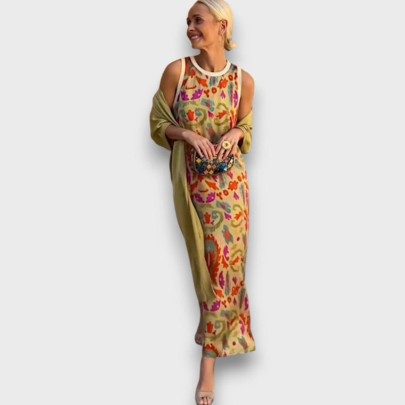 Elveria – Maxi Jurk met Bijpassende Cardigan