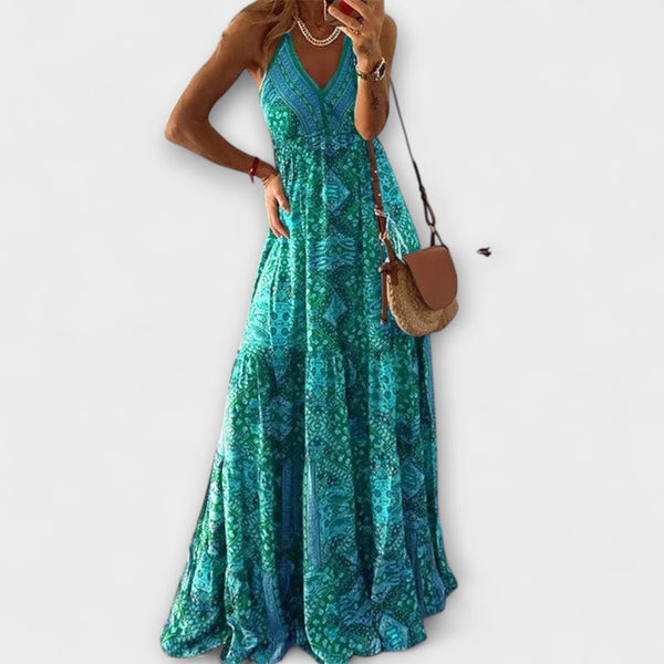 Wren - Bohemian V-Hals Maxi Jurk met Spaghetti Bandjes