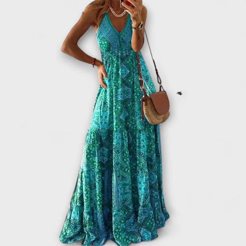 Wren - Bohemian V-Hals Maxi Jurk met Spaghetti Bandjes