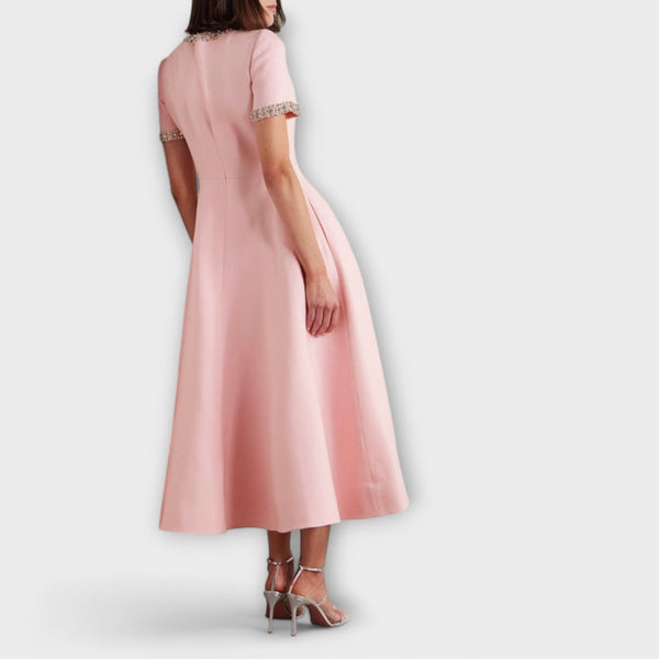 Sybil - Elegante Strass Strik Knot Jurk