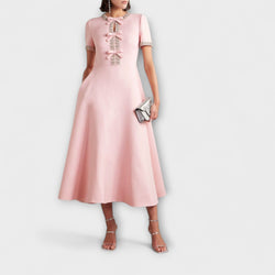 Sybil - Elegante Strass Strik Knot Jurk